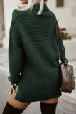 Side Slit Turtleneck Long Sleeve Sweater