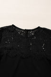 Lace Detail Round Neck Long Sleeve Blouse