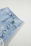 Distressed Raw Hem Denim Shorts