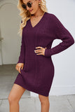 Cable-Knit Long Sleeve Sweater Dress