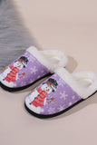 Snowman Round Toe Faux Fur Slippers