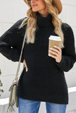 Side Slit Turtleneck Long Sleeve Sweater