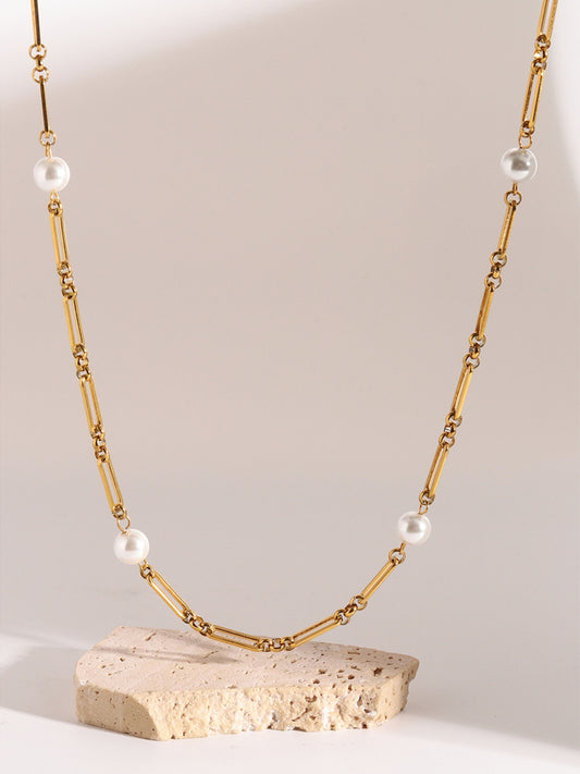 Stainless Steel Pearl Chain Necklace