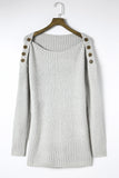 Side Slit Boat Neck Long Sleeve Sweater