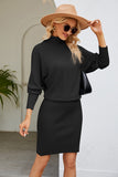 Ribbed Mock Neck Long Sleeve Dress