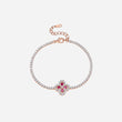 Lab-Grown Ruby 925 Sterling Silver Flower Shape Bracelet