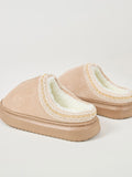 Faux Fur Suede Platform Slippers