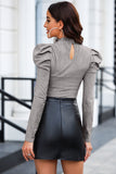 Mock Neck Puff Sleeve Bodysuit