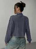 Striped Turtleneck Long Sleeve T-Shirt