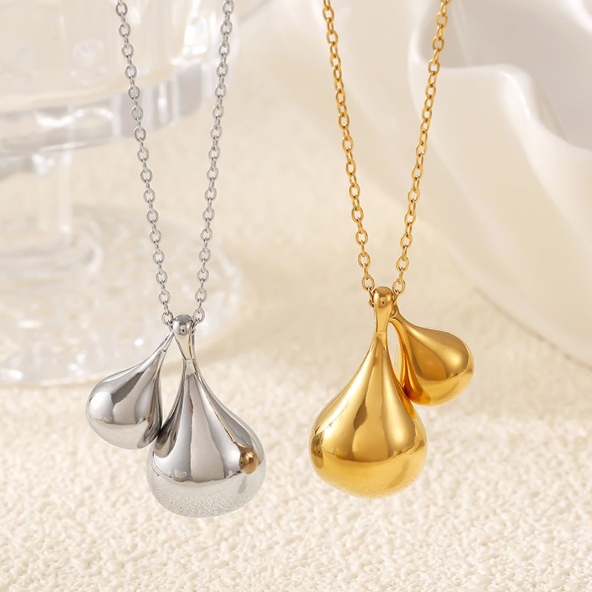 Stainless Steel Water Drop Shape Pendant Necklace