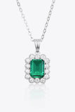 1.5 Carat Lab-Grown Emerald Pendant 925 Sterling Silver Necklace