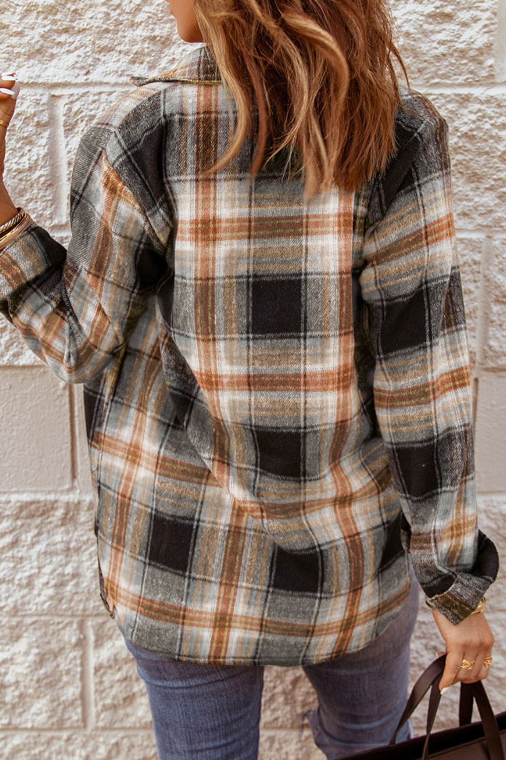 Plaid Collared Neck Button Up Long Sleeve Shirt