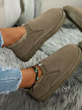 Faux Fur Suede Round Toe Booties