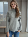 Turtleneck Dropped Shoulder Long Sleeve Sweater