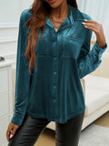 Devine Pocketed Collared Neck Long Sleeve Shirt