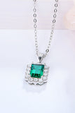 1.5 Carat Lab-Grown Emerald Pendant 925 Sterling Silver Necklace