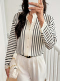 Striped Mock Neck Long Sleeve Shirt