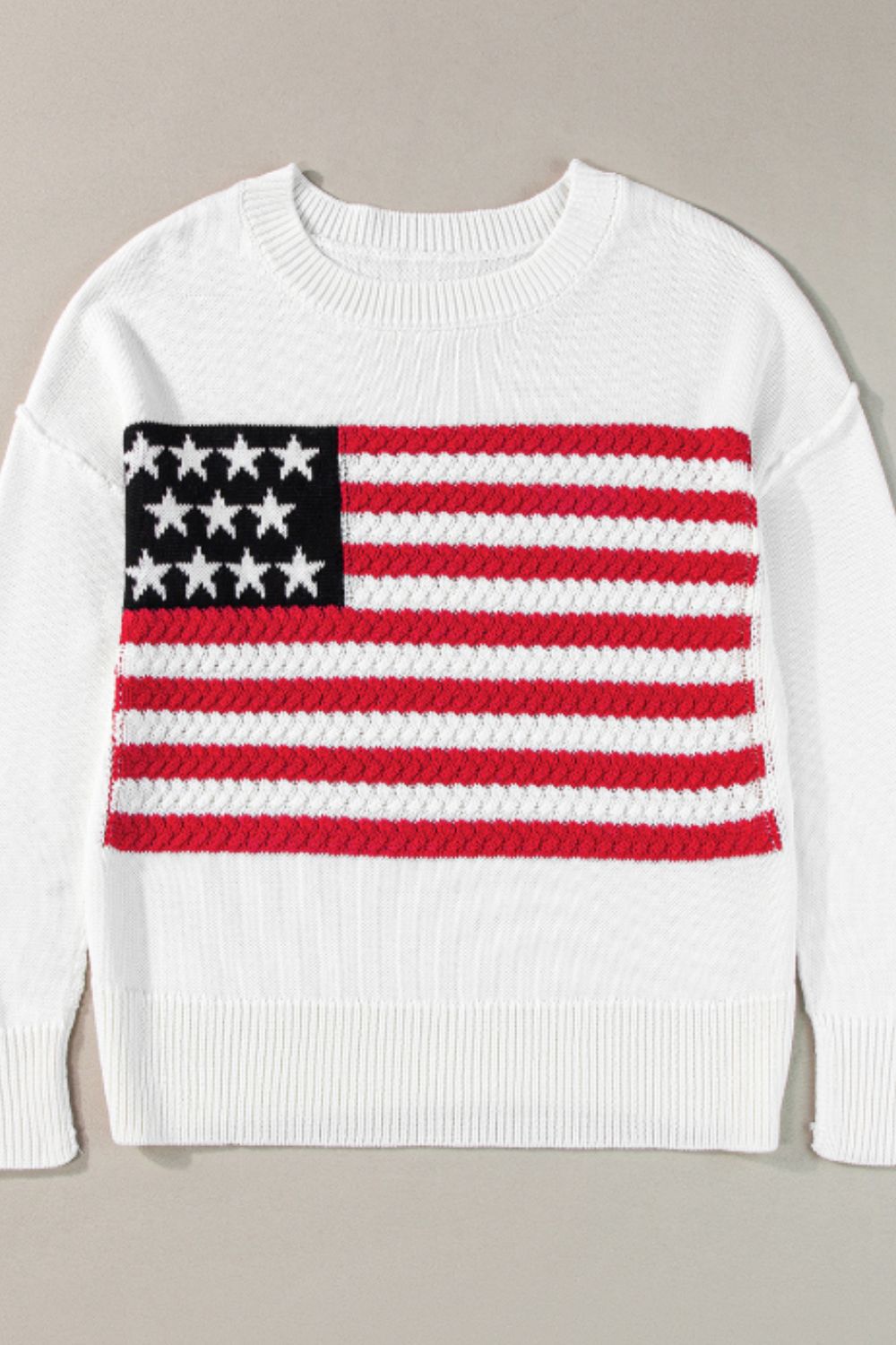 US Flag Side Slit Drop Shoulder Sweater