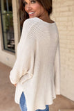 Side Slit V-Neck Long Sleeve Top