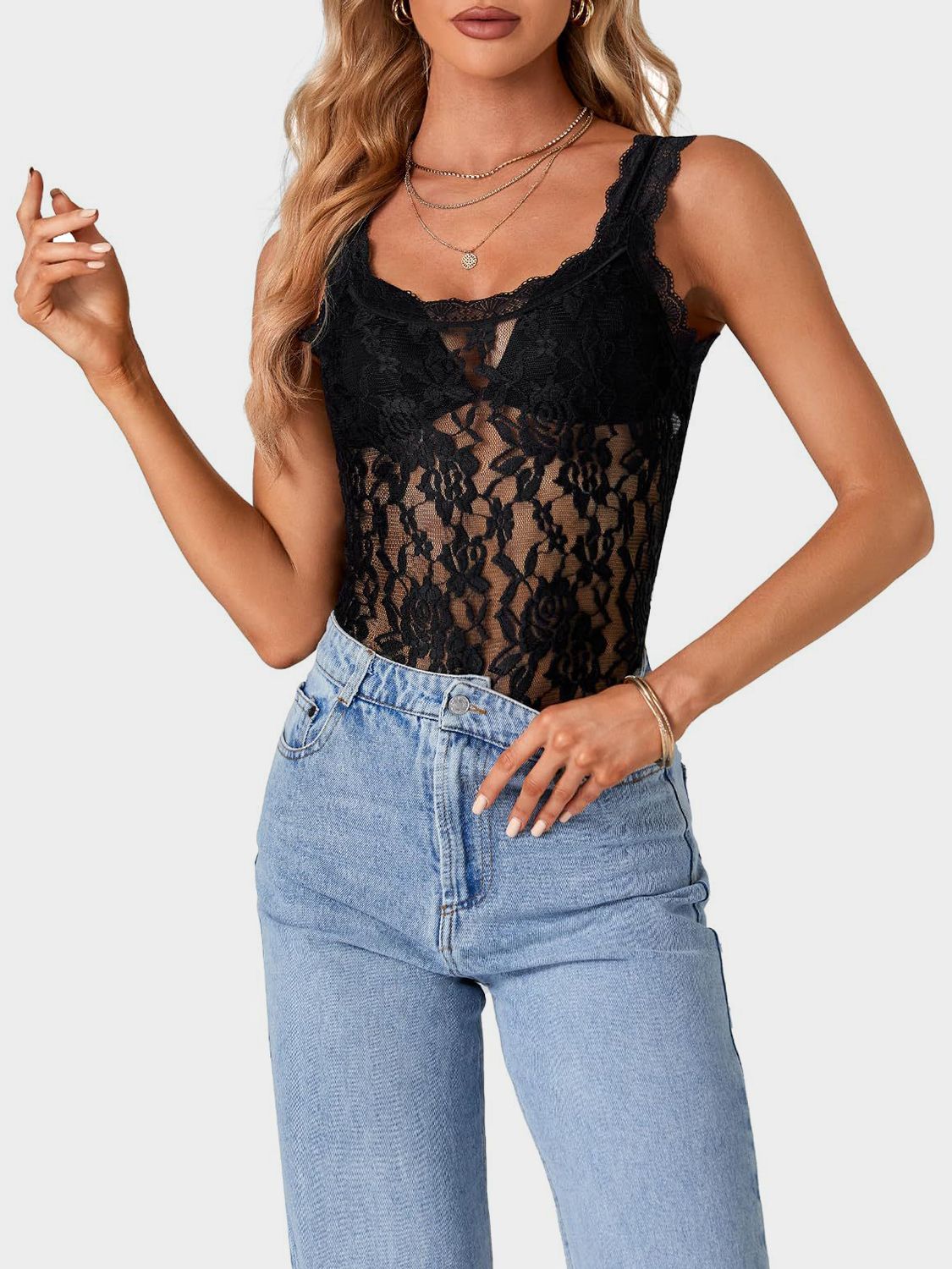 Lace Scoop Neck Tank