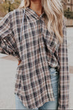 Drawstring Plaid Hooded Long Sleeve Shirt