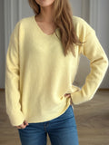 V-Neck Dropped Shoulder Long Sleeve Sweater