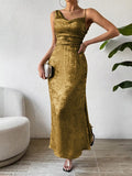 Honey Asymmetric Neck Sleeveless Midi Dress