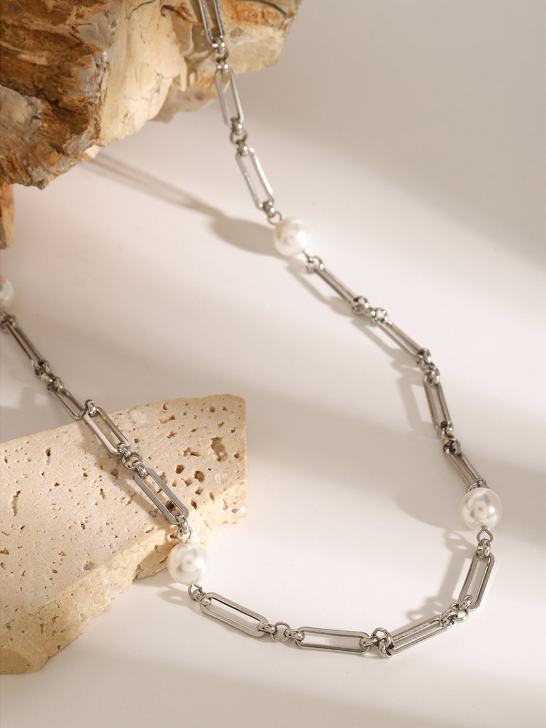 Stainless Steel Pearl Chain Necklace