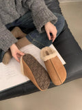 Thermal Fuzzy Round Toe Flat Slippers