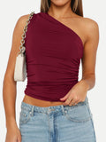 Mandy Ruched One Shoulder Tank