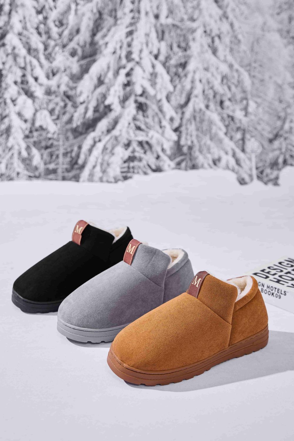 Letter M Suede Round Toe Slippers