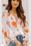 Printed Tie Neck Long Sleeve Blouse