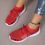 Breathable Leopard Mesh Lace Up Sneakers