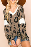 Leopard V-Neck Long Sleeve Blouse