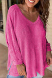 Side Slit V-Neck Long Sleeve Top