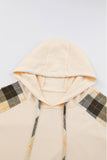 Drawstring Plaid Long Sleeve Hoodie