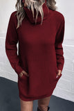 Turtleneck Sweater Dress with Pockets