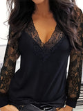 Full Size Lace Detail V-Neck Long Sleeve Blouse