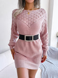 Openwork Boat Neck Sweater Dress